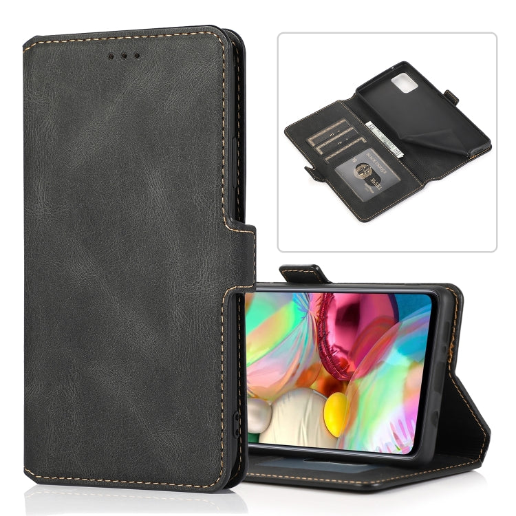 For Samsung Galaxy A71 5G Retro Magnetic Closing Clasp Horizontal Flip Leather Case with Holder & Card Slots & Photo Frame & Wallet