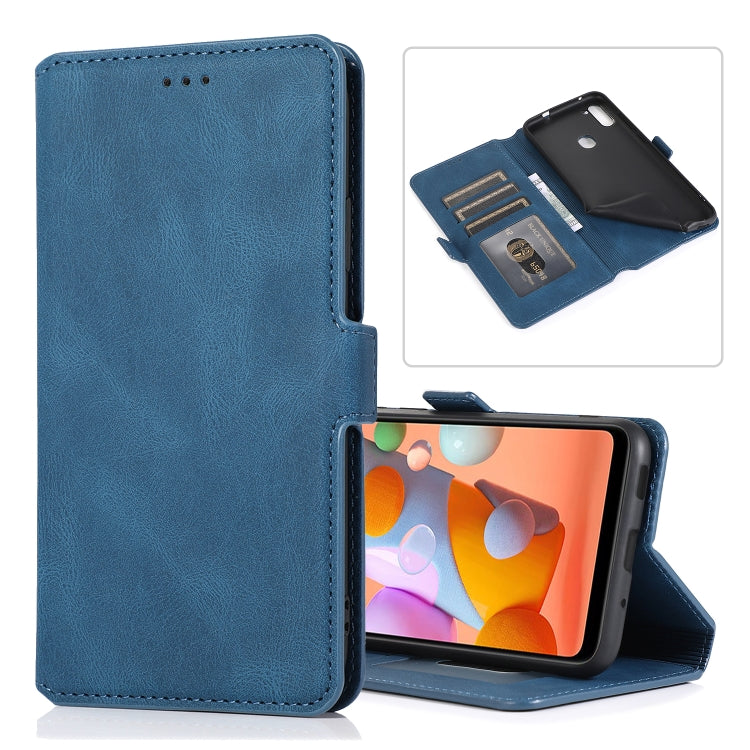 For Samsung Galaxy A11 Retro Magnetic Closing Clasp Horizontal Flip Leather Case with Holder & Card Slots & Photo Frame & Wallet