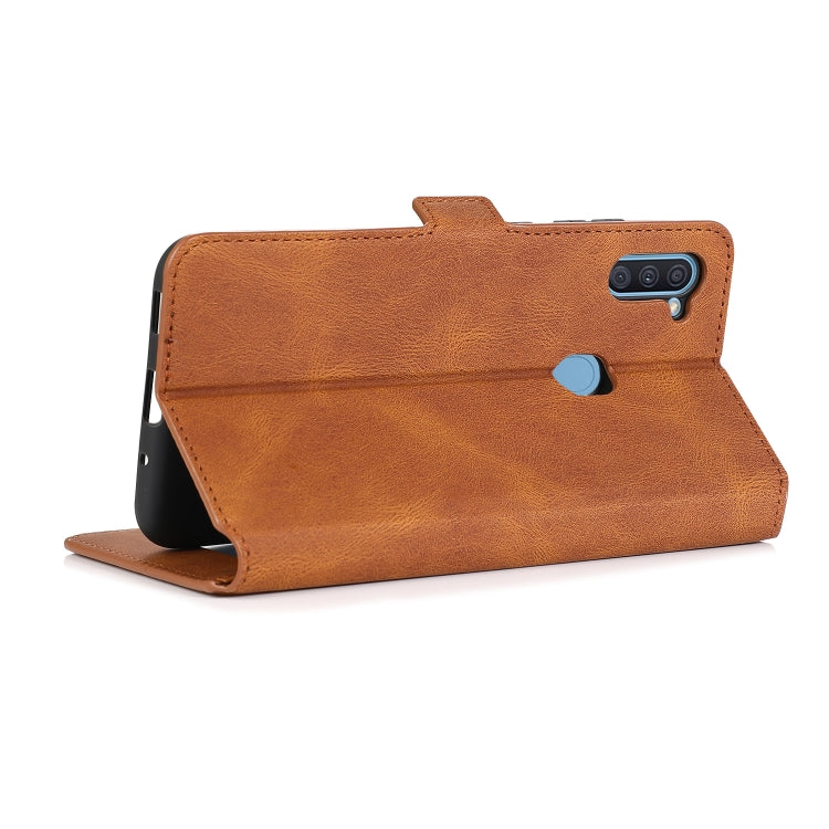 For Samsung Galaxy A11 Retro Magnetic Closing Clasp Horizontal Flip Leather Case with Holder & Card Slots & Photo Frame & Wallet