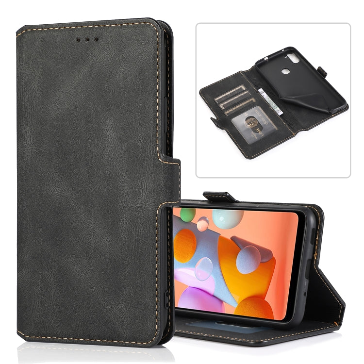 For Samsung Galaxy A11 Retro Magnetic Closing Clasp Horizontal Flip Leather Case with Holder & Card Slots & Photo Frame & Wallet