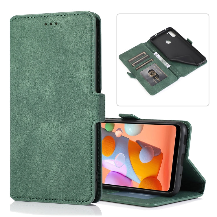For Samsung Galaxy A11 Retro Magnetic Closing Clasp Horizontal Flip Leather Case with Holder & Card Slots & Photo Frame & Wallet