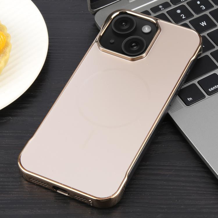 For iPhone 15 Plus / 14 Plus Electroplating Frameless Frosted Anti-Glare PC MagSafe Phone Case