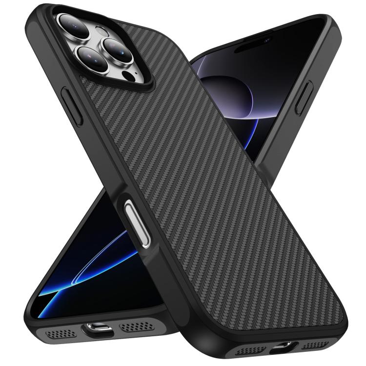For iPhone 16 Pro Max Carbon Fiber Texture Skin-feel Acrylic TPU Phone Case