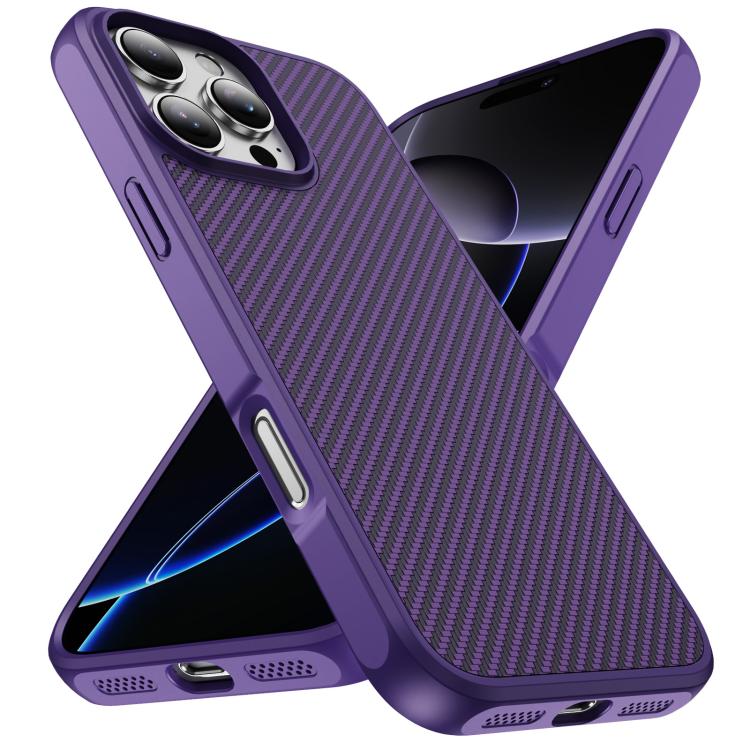 For iPhone 16 Pro Max Carbon Fiber Texture Skin-feel Acrylic TPU Phone Case