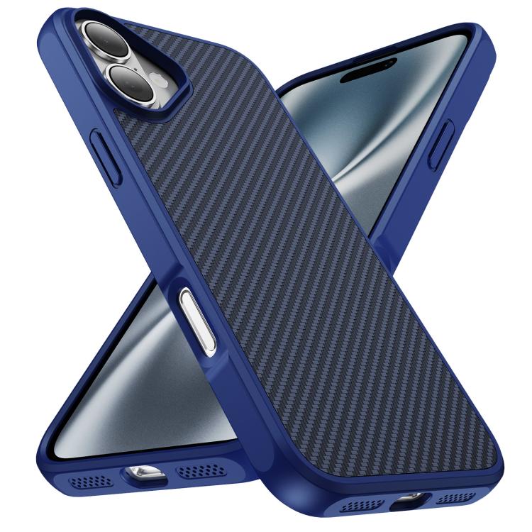 For iPhone 16 Carbon Fiber Texture Skin-feel Acrylic TPU Phone Case