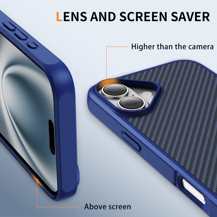 For iPhone 16 Carbon Fiber Texture Skin-feel Acrylic TPU Phone Case
