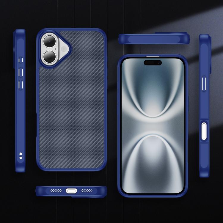 For iPhone 16 Carbon Fiber Texture Skin-feel Acrylic TPU Phone Case