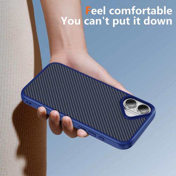 For iPhone 16 Carbon Fiber Texture Skin-feel Acrylic TPU Phone Case