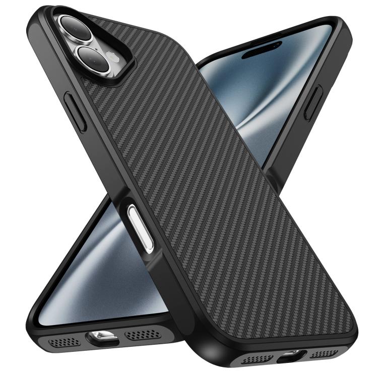 For iPhone 16 Carbon Fiber Texture Skin-feel Acrylic TPU Phone Case