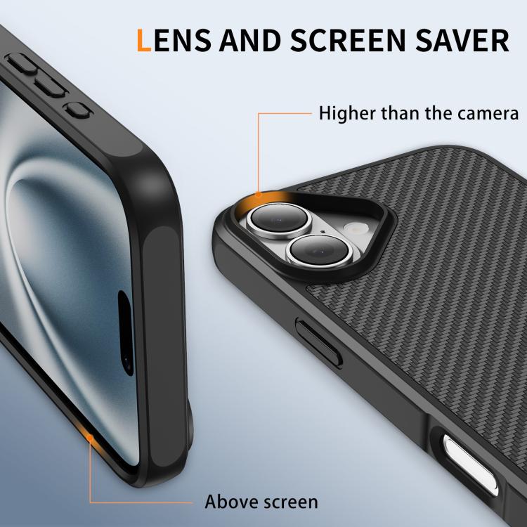 For iPhone 16 Carbon Fiber Texture Skin-feel Acrylic TPU Phone Case
