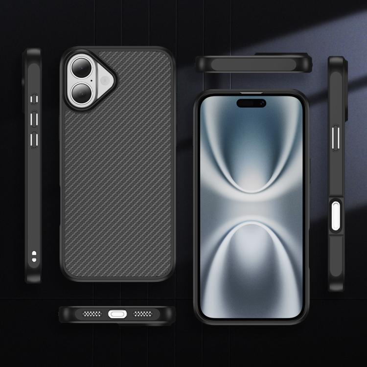 For iPhone 16 Carbon Fiber Texture Skin-feel Acrylic TPU Phone Case