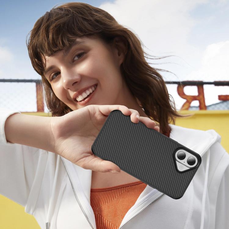 For iPhone 16 Carbon Fiber Texture Skin-feel Acrylic TPU Phone Case