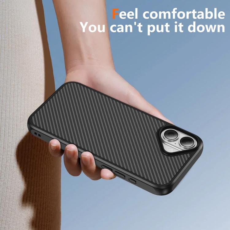 For iPhone 16 Carbon Fiber Texture Skin-feel Acrylic TPU Phone Case
