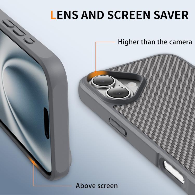 For iPhone 16 Carbon Fiber Texture Skin-feel Acrylic TPU Phone Case