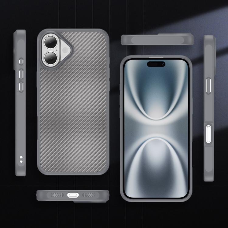 For iPhone 16 Carbon Fiber Texture Skin-feel Acrylic TPU Phone Case
