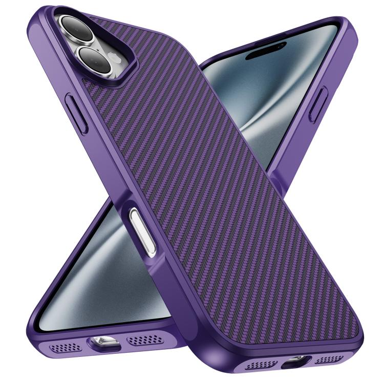 For iPhone 16 Carbon Fiber Texture Skin-feel Acrylic TPU Phone Case