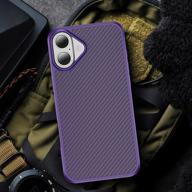 For iPhone 16 Carbon Fiber Texture Skin-feel Acrylic TPU Phone Case