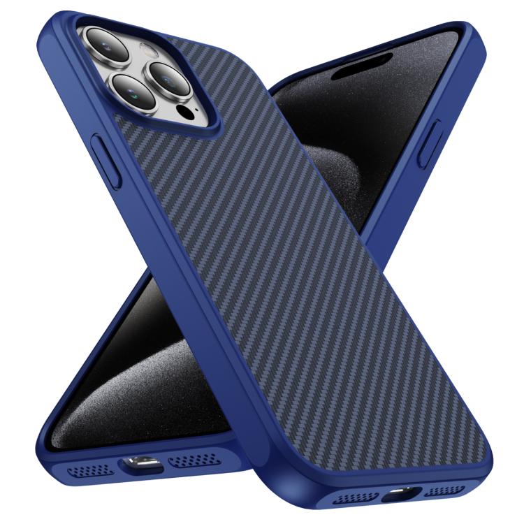 For iPhone 15 Pro Max Carbon Fiber Texture Skin-feel Acrylic TPU Phone Case