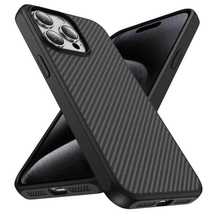 For iPhone 15 Pro Max Carbon Fiber Texture Skin-feel Acrylic TPU Phone Case