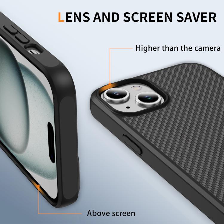 For iPhone 15 Plus Carbon Fiber Texture Skin-feel Acrylic TPU Phone Case