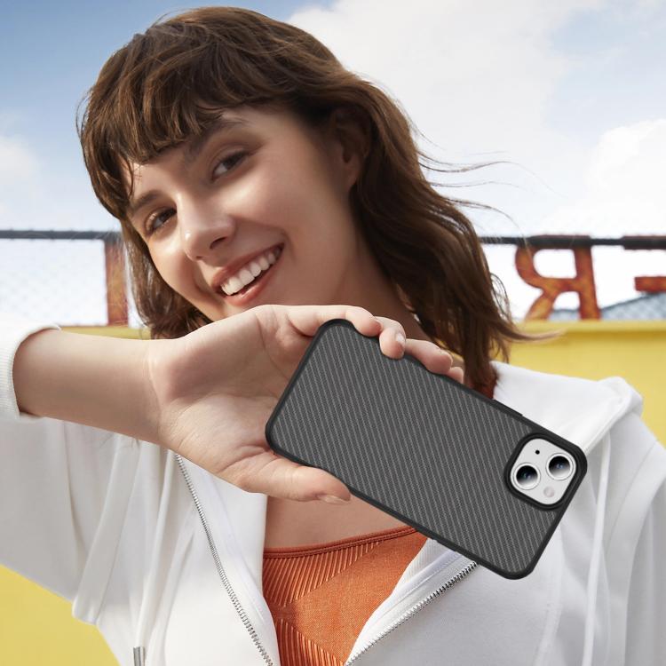 For iPhone 15 Plus Carbon Fiber Texture Skin-feel Acrylic TPU Phone Case