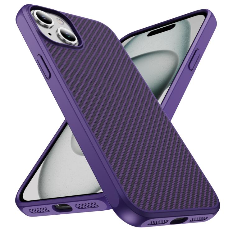 For iPhone 15 Plus Carbon Fiber Texture Skin-feel Acrylic TPU Phone Case