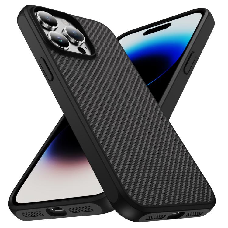 For iPhone 14 Pro Max Carbon Fiber Texture Skin-feel Acrylic TPU Phone Case