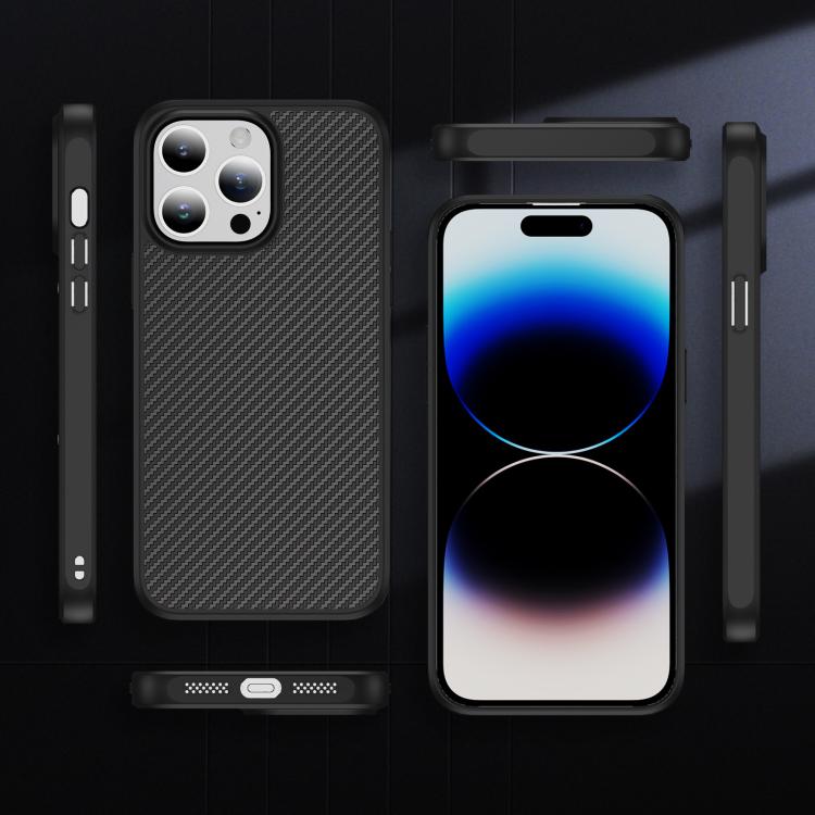 For iPhone 14 Pro Max Carbon Fiber Texture Skin-feel Acrylic TPU Phone Case