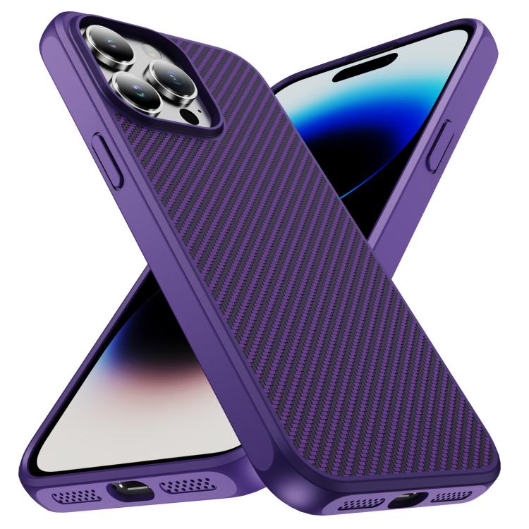 For iPhone 14 Pro Max Carbon Fiber Texture Skin-feel Acrylic TPU Phone Case