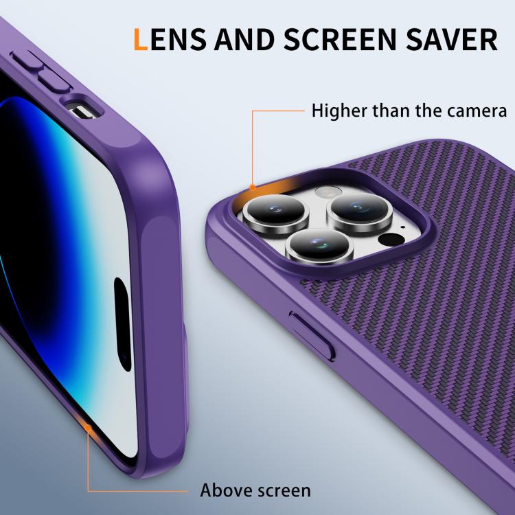 For iPhone 14 Pro Max Carbon Fiber Texture Skin-feel Acrylic TPU Phone Case