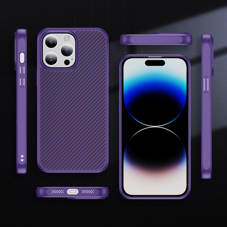 For iPhone 14 Pro Max Carbon Fiber Texture Skin-feel Acrylic TPU Phone Case