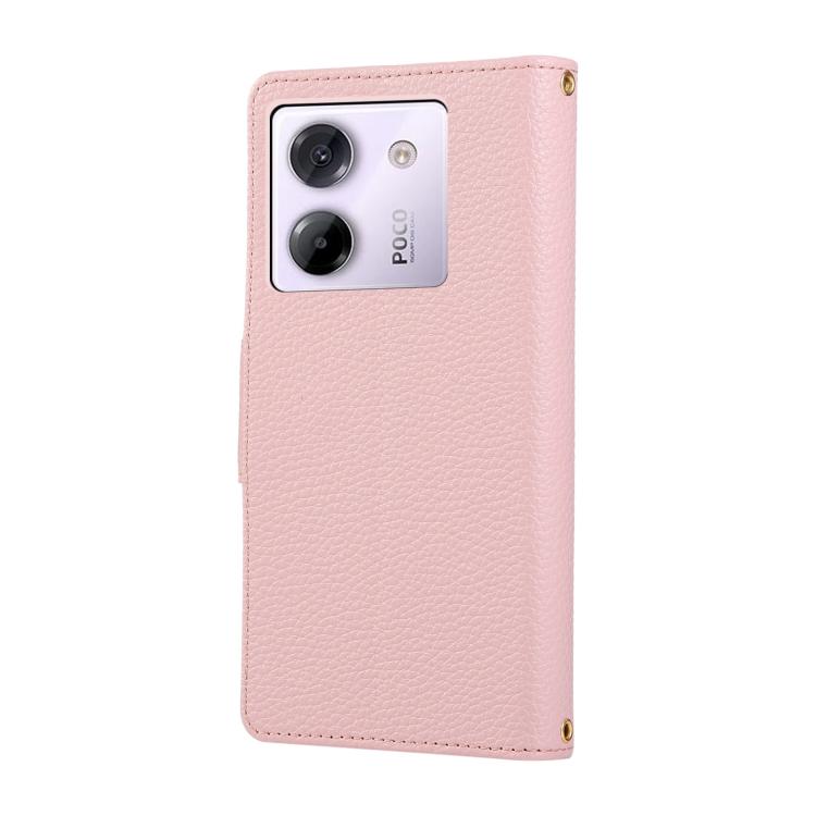 For Xiaomi Poco M7 Pro 5G Round Buckle Zipper Wallet Leather Phone Case with Crossbody Strap