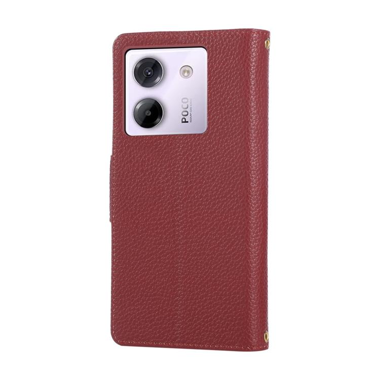 For Xiaomi Poco M7 Pro 5G Round Buckle Zipper Wallet Leather Phone Case with Crossbody Strap