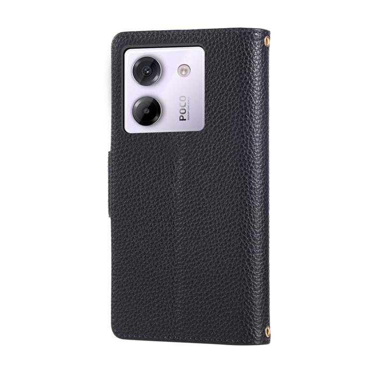 For Xiaomi Poco M7 Pro 5G Round Buckle Zipper Wallet Leather Phone Case with Crossbody Strap