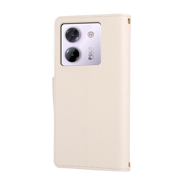 For Xiaomi Poco M7 Pro 5G Round Buckle Zipper Wallet Leather Phone Case with Crossbody Strap