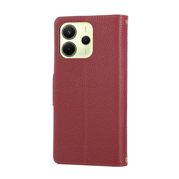For Redmi Note 14 4G 163.3mm Round Buckle Zipper Wallet Leather Phone Case with Crossbody Strap