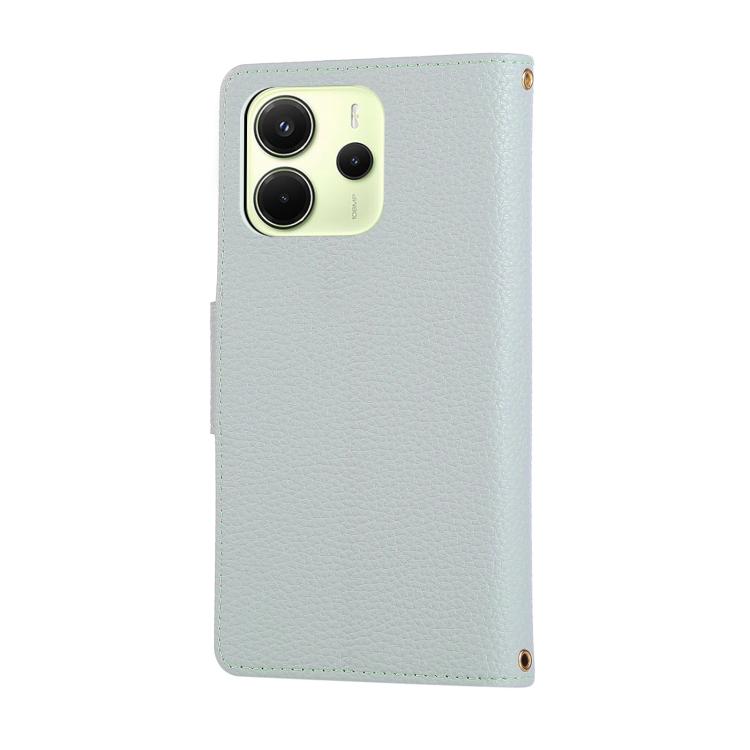 For Redmi Note 14 4G 163.3mm Round Buckle Zipper Wallet Leather Phone Case with Crossbody Strap