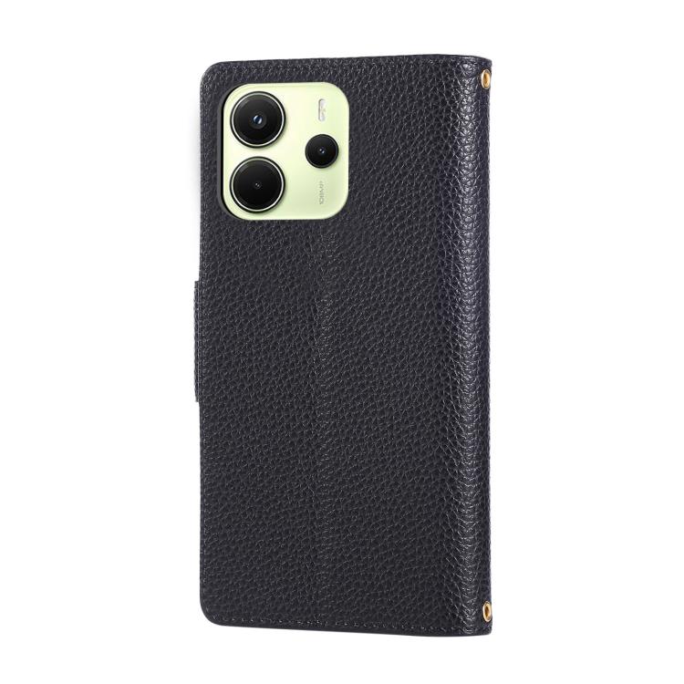 For Redmi Note 14 4G 163.3mm Round Buckle Zipper Wallet Leather Phone Case with Crossbody Strap