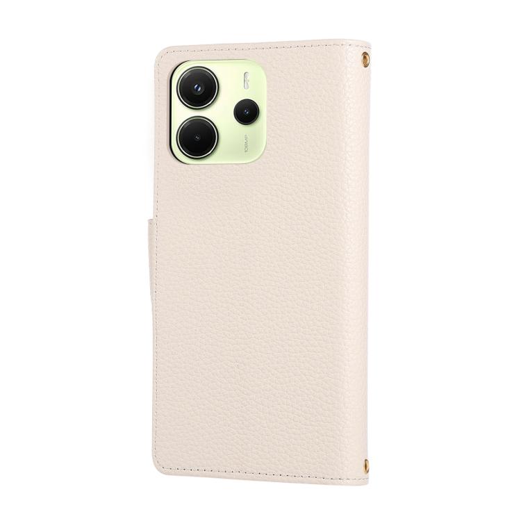 For Redmi Note 14 4G 164.8mm Round Buckle Zipper Wallet Leather Phone Case with Crossbody Strap