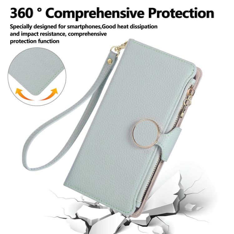 For Redmi Note 13 Pro+ Round Buckle Zipper Wallet Leather Phone Case with Crossbody Strap
