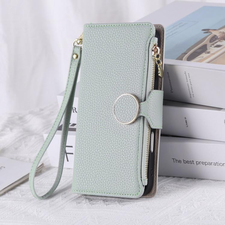 For Redmi Note 13 Pro+ Round Buckle Zipper Wallet Leather Phone Case with Crossbody Strap
