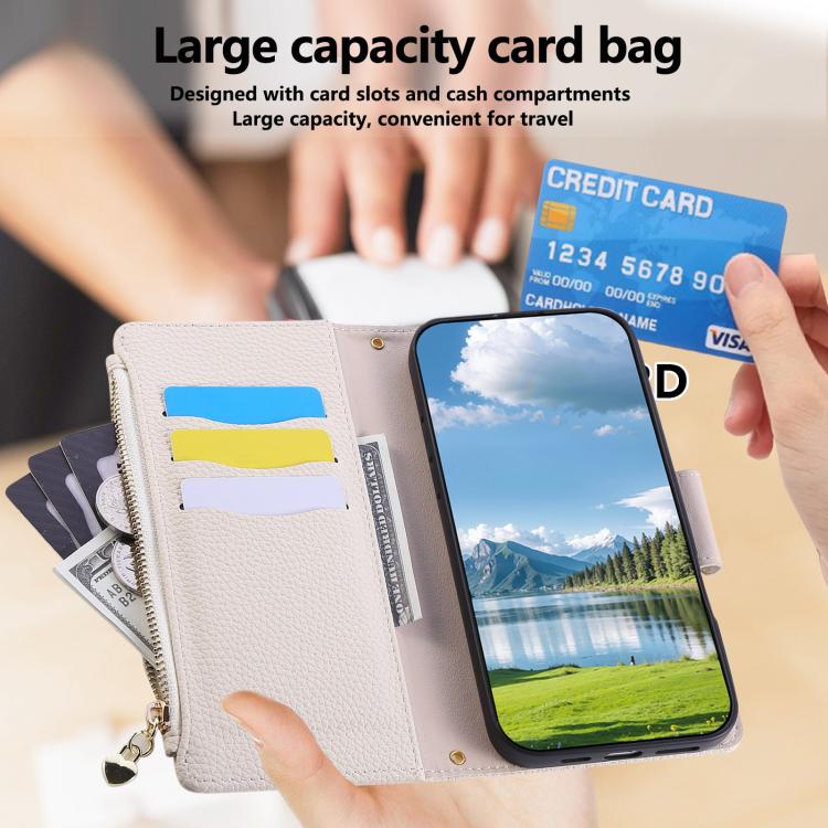 For Redmi Note 13 Pro+ Round Buckle Zipper Wallet Leather Phone Case with Crossbody Strap