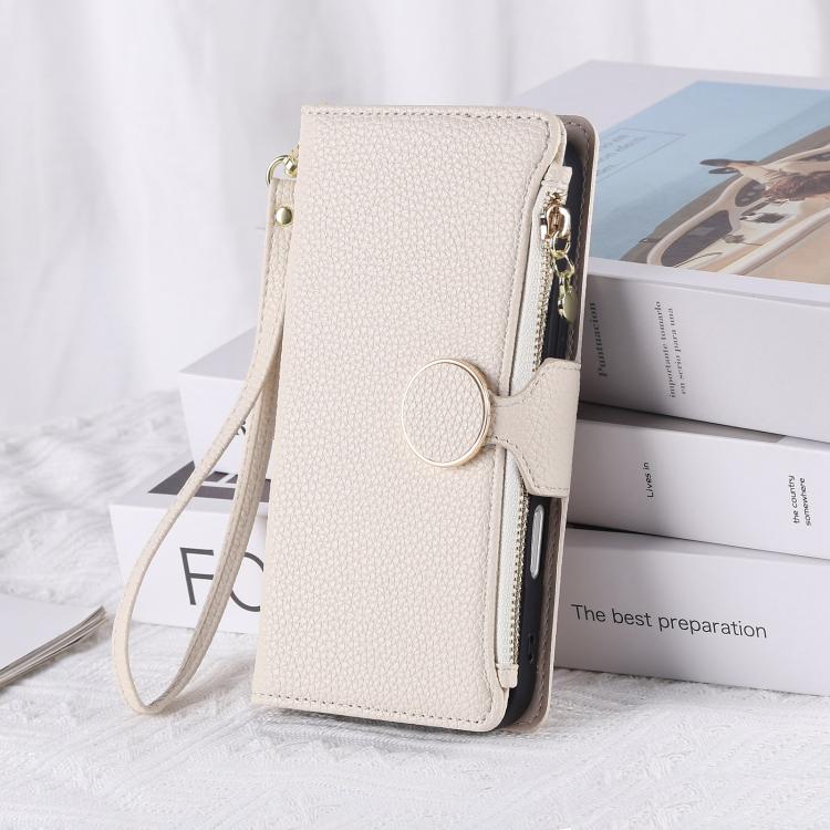 For Redmi Note 13 Pro+ Round Buckle Zipper Wallet Leather Phone Case with Crossbody Strap