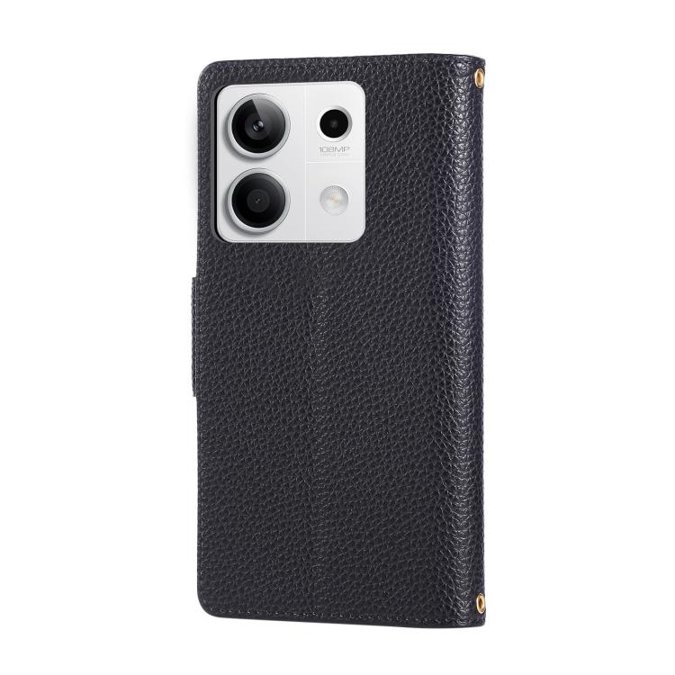 For Redmi Note 13 5G Round Buckle Zipper Wallet Leather Phone Case with Crossbody Strap