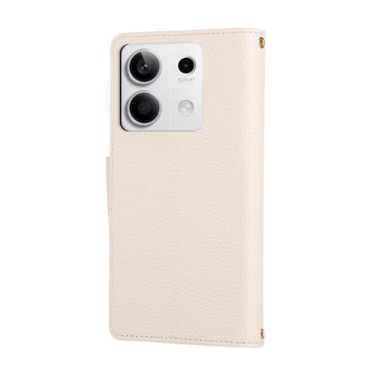 For Redmi Note 13 5G Round Buckle Zipper Wallet Leather Phone Case with Crossbody Strap