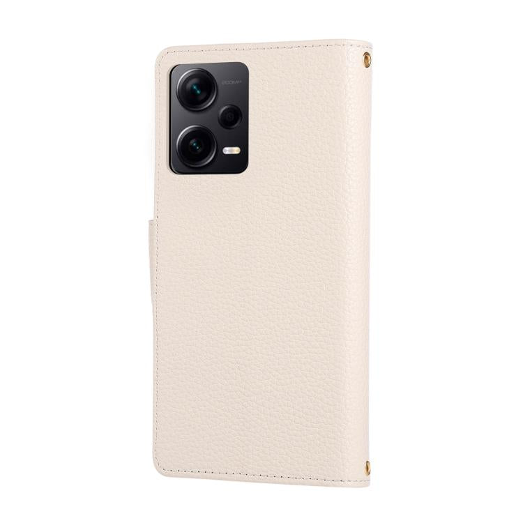 For Redmi Note 12 Pro 5G Round Buckle Zipper Wallet Leather Phone Case with Crossbody Strap