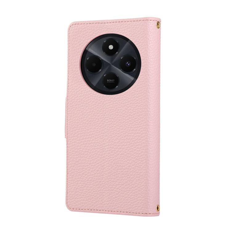 For Redmi 14C 5G Round Buckle Zipper Wallet Leather Phone Case with Crossbody Strap