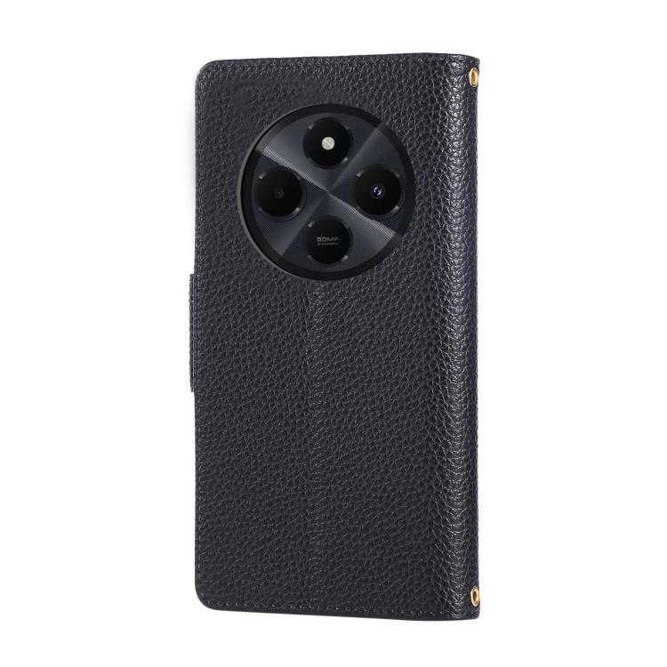 For Redmi 14C 5G Round Buckle Zipper Wallet Leather Phone Case with Crossbody Strap