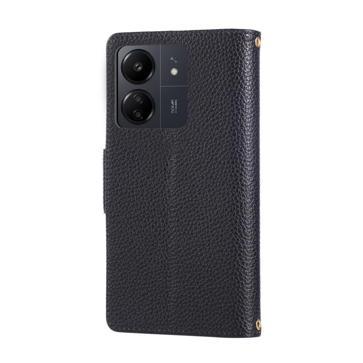 For Redmi 13C Round Buckle Zipper Wallet Leather Phone Case with Crossbody Strap
