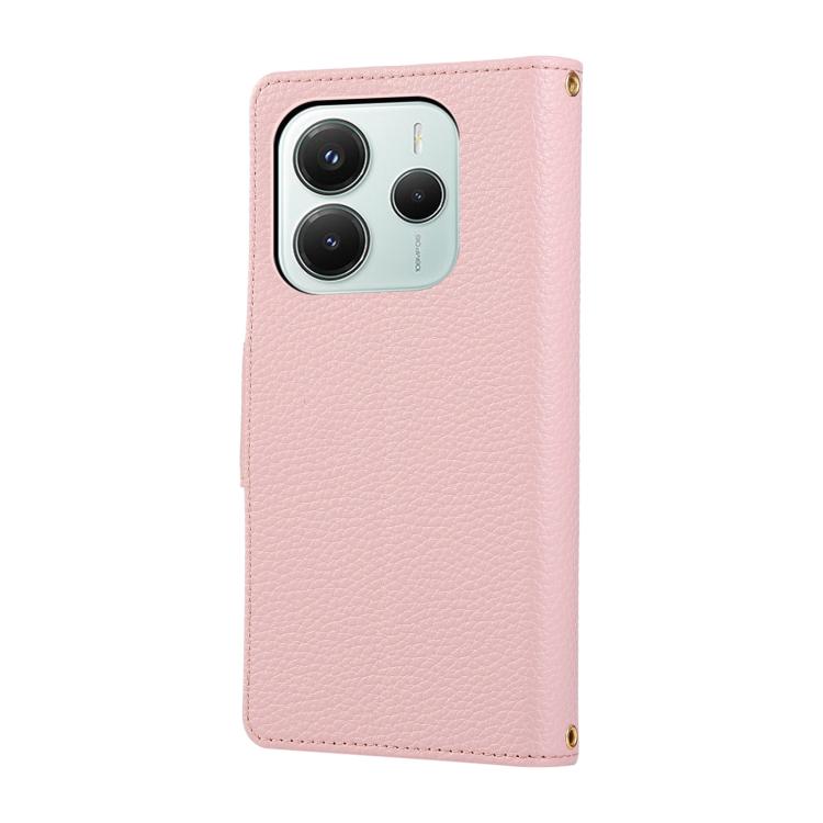 For Redmi Note 14 5G Round Buckle Zipper Wallet Leather Phone Case with Crossbody Strap